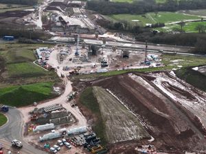 An aerial view of an HS2 building site