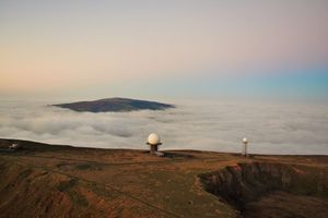 Titterstone Clee, with the fog beneath it.