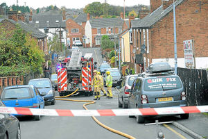 Leonard Street was closed off as firefighters tackled the blaze this afternoon