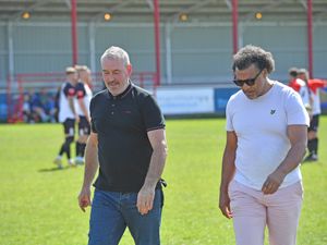 The Jane Webb Memorial Trophy took place on Sunday featuring Stourbridge Old Boys v West Midlands Legends.
It was the tenth year of the event which has raised nearly £100k for Mary Stevens Hospice.
Pictured are former Albion legends Bob Taylor and Don Goodman.