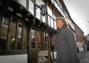 Sue Pugh admires some of Shrewsburys historic architecture