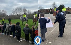 Police horses from the West Midlands Police mounted unit delighted pupils during a special visit to a school in Dudley