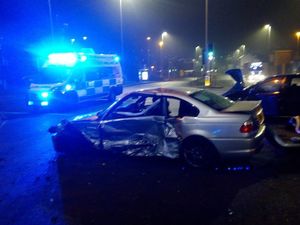 Supporting image for story: Driver cut from car and taken to hospital after crash