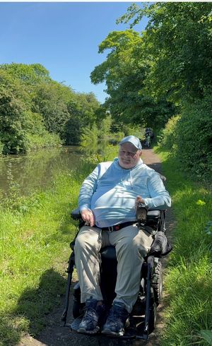 Tony out and about in his wheelchair