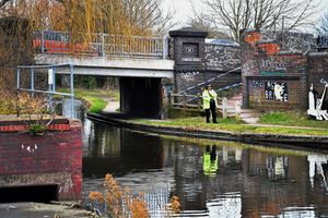 An officer at the scene of the police incident on Friday morning