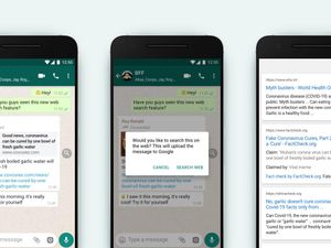 Supporting image for story: WhatsApp adds web search feature to help users debunk misinformation