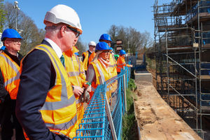Mayor Richard Parker assessing work being carried out at Kings Heath Station. PIC: WMCA