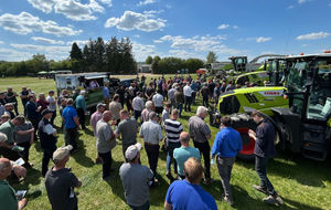 The crowd at the agricultural contractor’s machinery dispersal sale Glebe Farm, Lydham on Saturday.