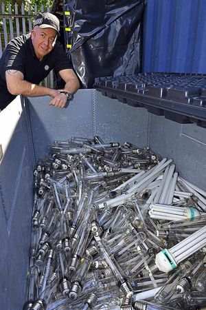 Team manager Mike Hall with some of the lamps seized
