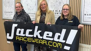 Gary and Amy Shaw of Jacked Racewear with Gill Durkin (centre) of Walsall Business Support