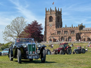 MG convertible car in the classic vehicle parade