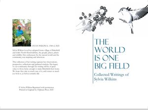 The front and back covers of Sylvia Wilkins' book The World Is One Big Field