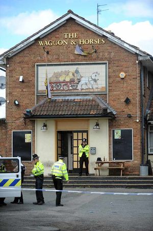 Police at the scene of a shooting at the Waggon & Horses in 2008