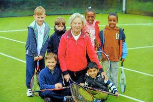 Ann with youngsters at the club in 2012