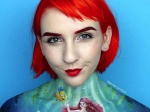 Supporting image for story: This artist is stunning social media by painting incredibly detailed designs onto her chest