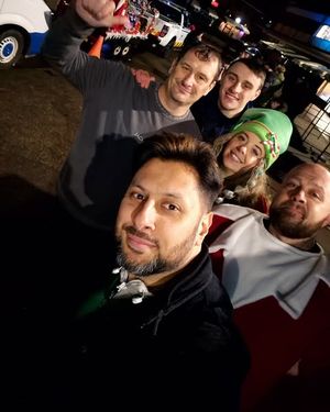 Shaz Saleem with crowds who lined the streets of Kingswinford and Wall Heath to welcome the last leg of the convoy