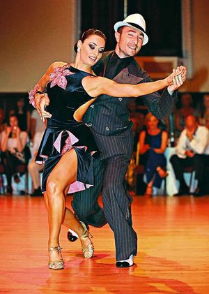 Flavia and Vincent dancing at Dudley Concert Hall