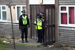 The scene of a murder at flats off Swancote Road, Dudley