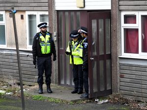 The scene of a murder at flats off Swancote Road, Dudley