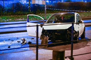 The aftermath of the crash on Church Road, Yardley. Photo: SnapperSK