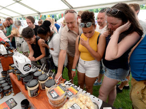 Visitors enjoying the taste testing
