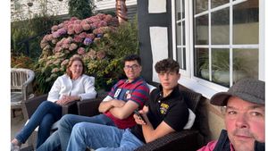 Mum Katie Griffiths, Toby Griffiths, Charlie Griffiths and dad Stuart in their last family picture