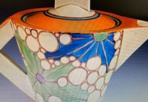 a sample of pottery from Clarice Cliffe