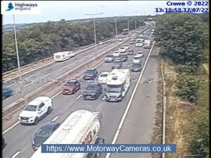 Supporting image for story: Crash involving overturned caravan causes congestion on M5