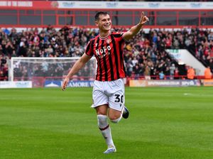Evan Weir celebrates his opening goal for Walsall.