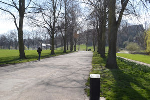 The riverside path at the Quarry yesterday.