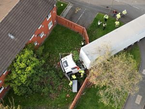 The lorry crashed in Tipton earlier this evening. Picture: Dean Tugby