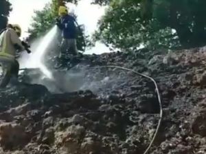 Supporting image for story: Firefighters tackle 400-ton farm waste fire in Brewood
