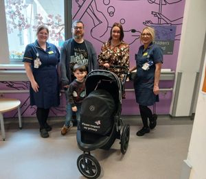 Luna-Seren's parents, Victoria and Allen Vespa, and Luna's little brother Jude, with staff from Ward 10.