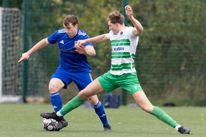 Wrockwardine Wood (blue shirts) are the new leaders in the Salop League Premier Division Picture: Euan Manning Photography