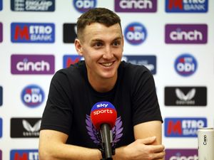Harry Brook during a press conference
