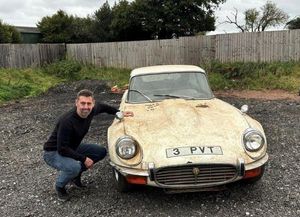 Cuttlestones' ben Gamble with the E-Type Jaguar