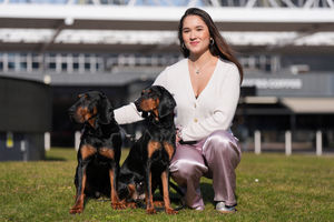 Polish Hunting Dogs, which will be appearing at Crufts for the first time, with owner Gabi Jonston, during the official launch of Crufts Dog Show 2025 at the NEC Birmingham. Photo: Jacob King/PA Wire