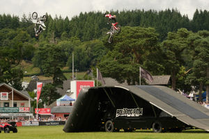 The vast crowds were wowed with some spectacular entertainment by the Bolddog FMX team. Image by Andy Compton