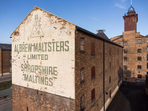 An aerial view of the cross mill at Shrewsbury Flaxmill Maltings. Picture: Historic England
