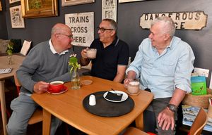 Brian Jones, Matt Statham and Craig Lewis enjoy a cuppa at The Museum Café in Shrewsbury