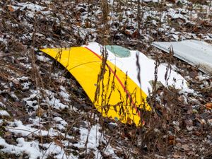 Supporting image for story: One dead after DHL cargo plane crashes and skids into house in Lithuania