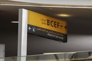 Signs and other effects were set up to represent Abu Dhabi airport. Photo: Snapper SK