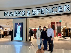Yvonne Chatwin with husband, Paul, and daughter, Beckie, outside M&S Merry Hill