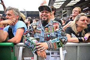 Fans watch support acts, during British rock band Black Sabbath's "Back to The Beginning" concert, Ozzy Osbourne's final ever gig as Black Sabbath's frontman at Villa Park in Birmingham