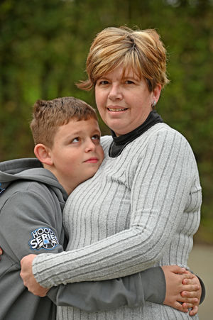 Donna Horsnall, from Coreley, in Ludlow, with son Tommie Phillips, 11