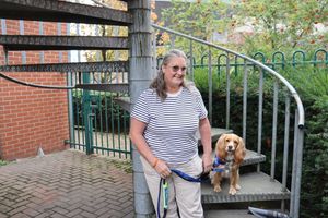 Debbie Harris with support dog Rogue