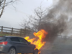 The blazing car on the M54. Photo: Shaun Howorth.