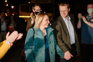 Liberal Democrats MP Helen Morgan with husband, Rob