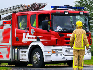 Supporting image for story: Firefighters tackle Ludlow biomass blaze
