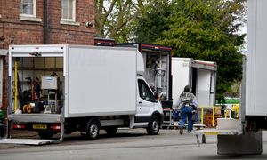 Members of the production crew could be spotted